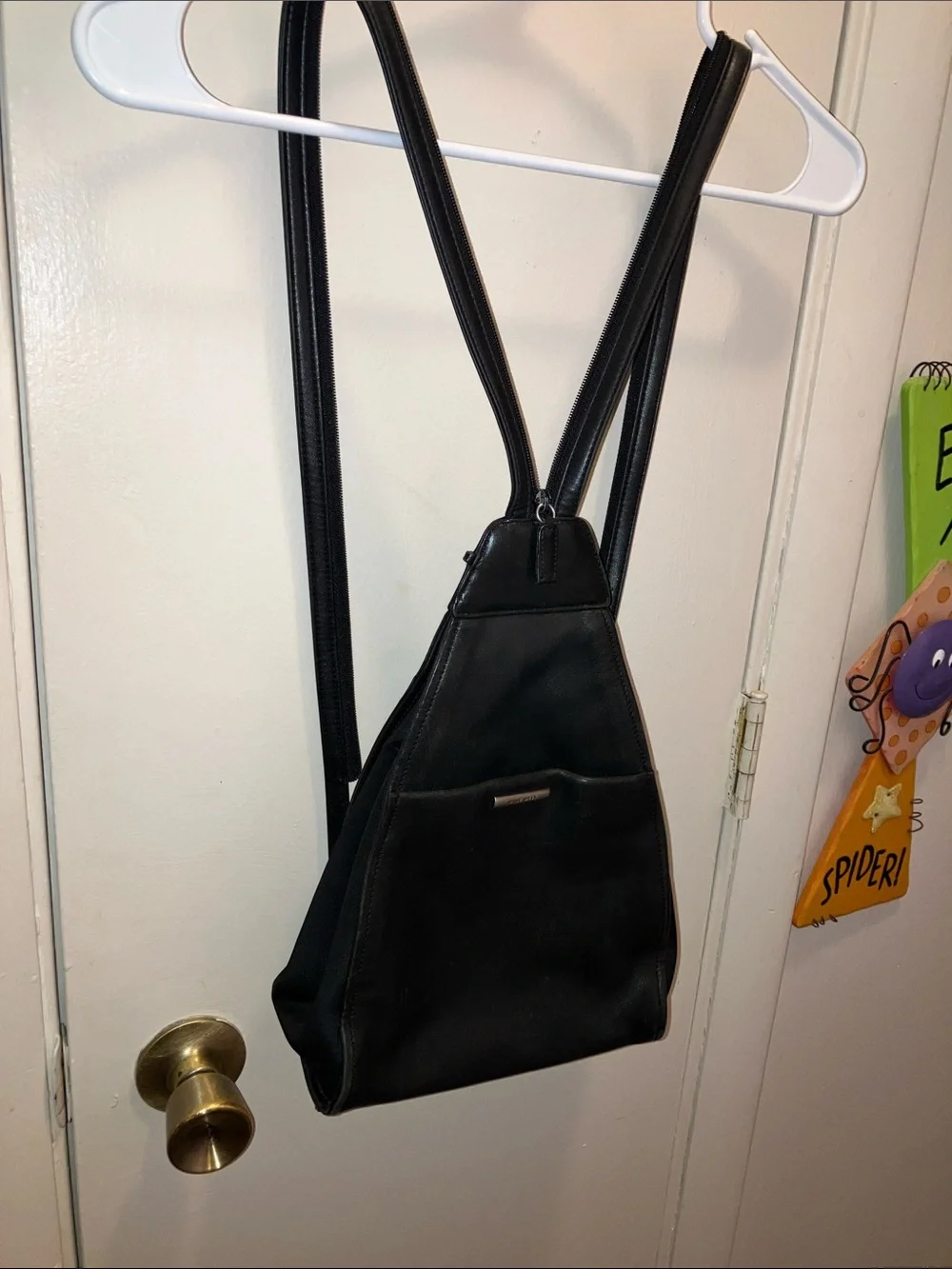 Nine West Black Genuine Leather Backpack Purse